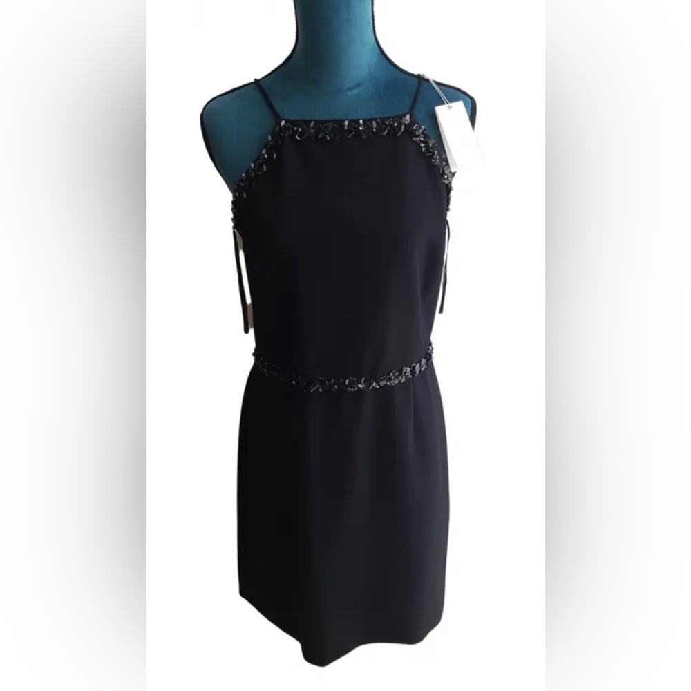 Tory Burch Black Shift 3-d Flowers Cocktail Dress